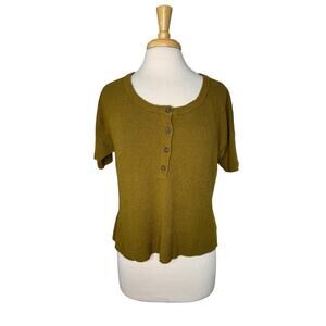 MADEWELL Henley Sweater Tee in Distant Olive Gold Size Medium Womens Knit #AM304